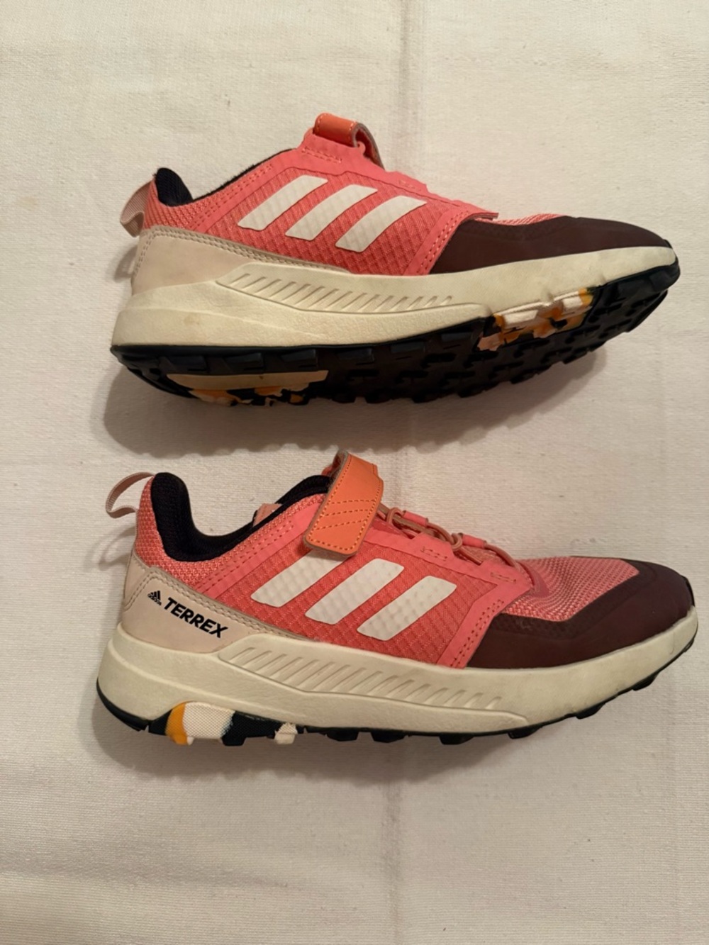 adidas Kids Coral and White Trail Sneakers